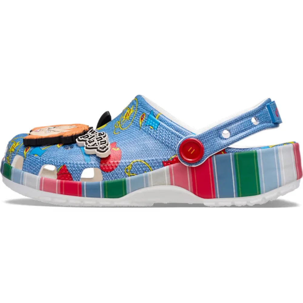 NEW Crocs Chucky Classic Slip On Clogs Mens Size 13 Sandals Multi Blue Halloween